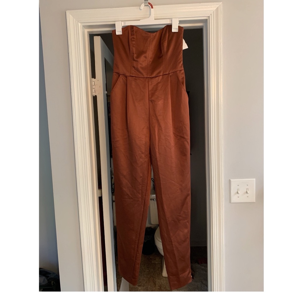 Rachel Roy strapless satin jumpsuit